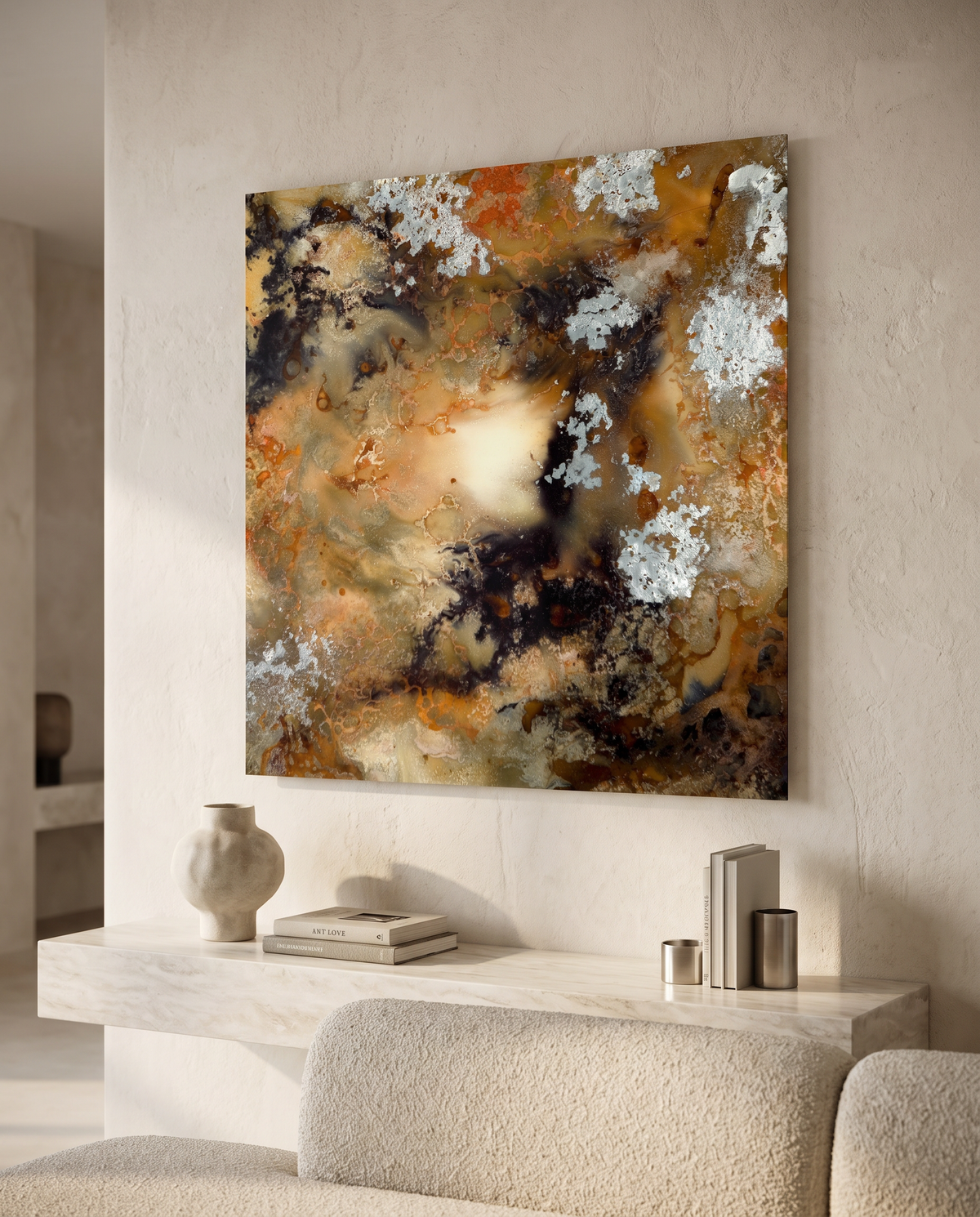 Hungry Ghosts acrylic print, matte, unframed floating acrylic no standoffs, modern luxury living room #Frame_Unframed