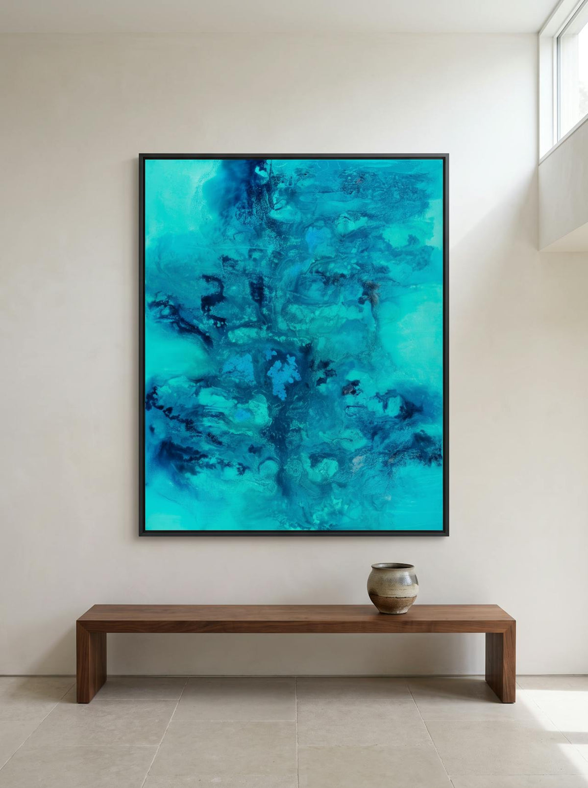 Delta Teal — Espresso frame, shown in situ