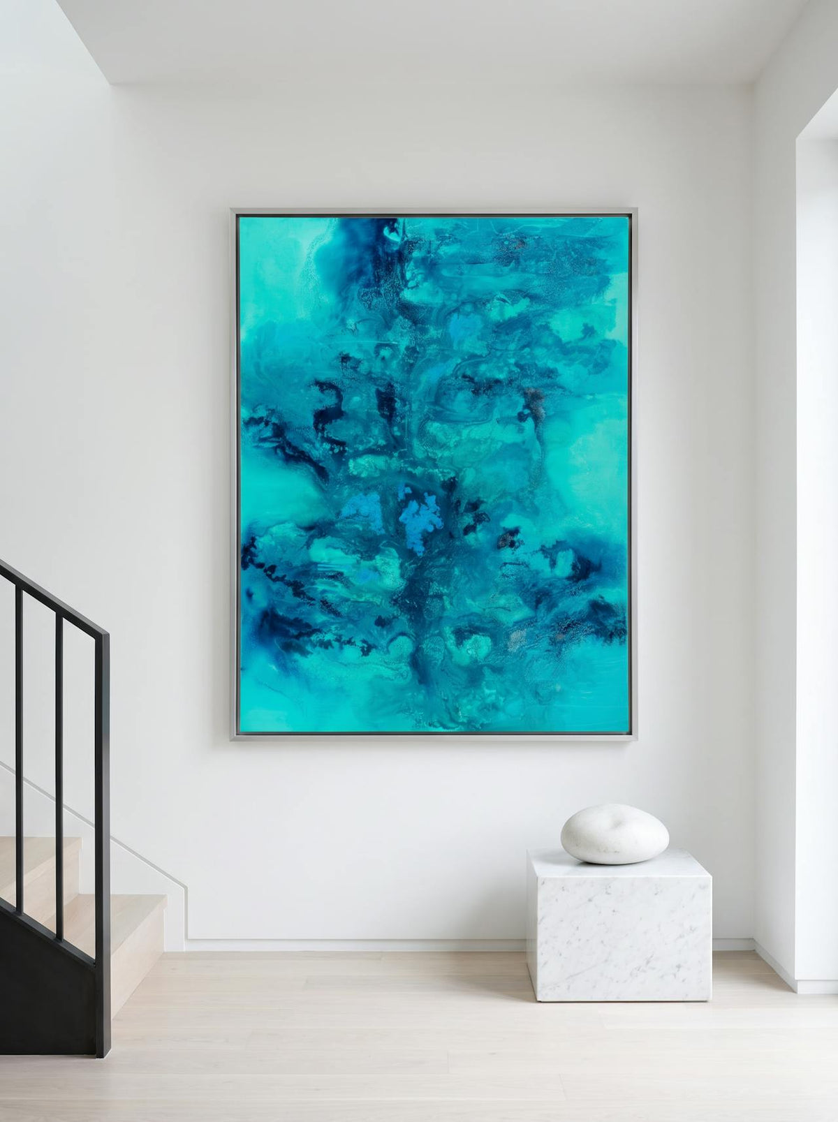 Delta Teal — Silver frame, shown in situ