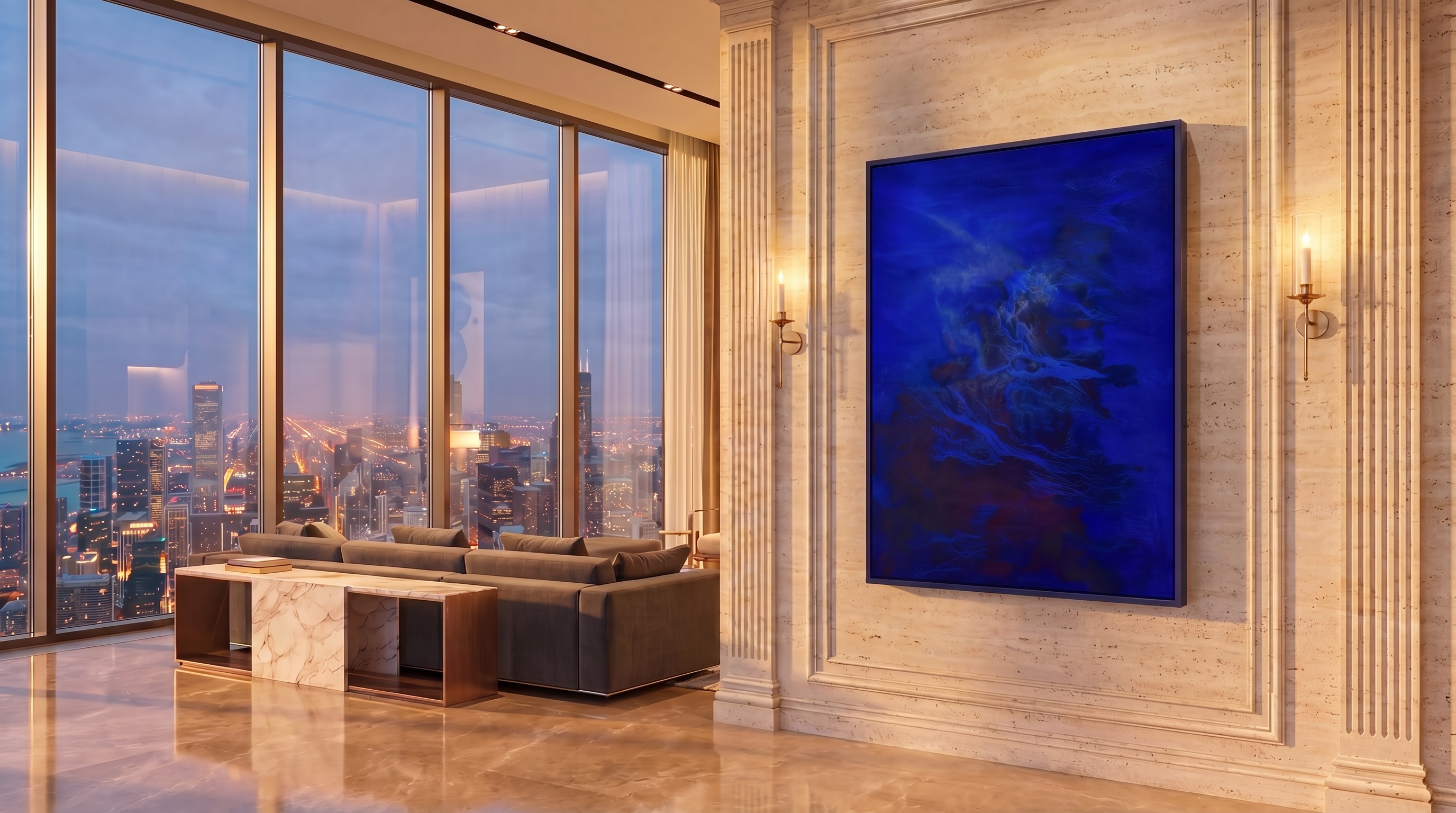 House of Moen — Blue original styled in a modern living room